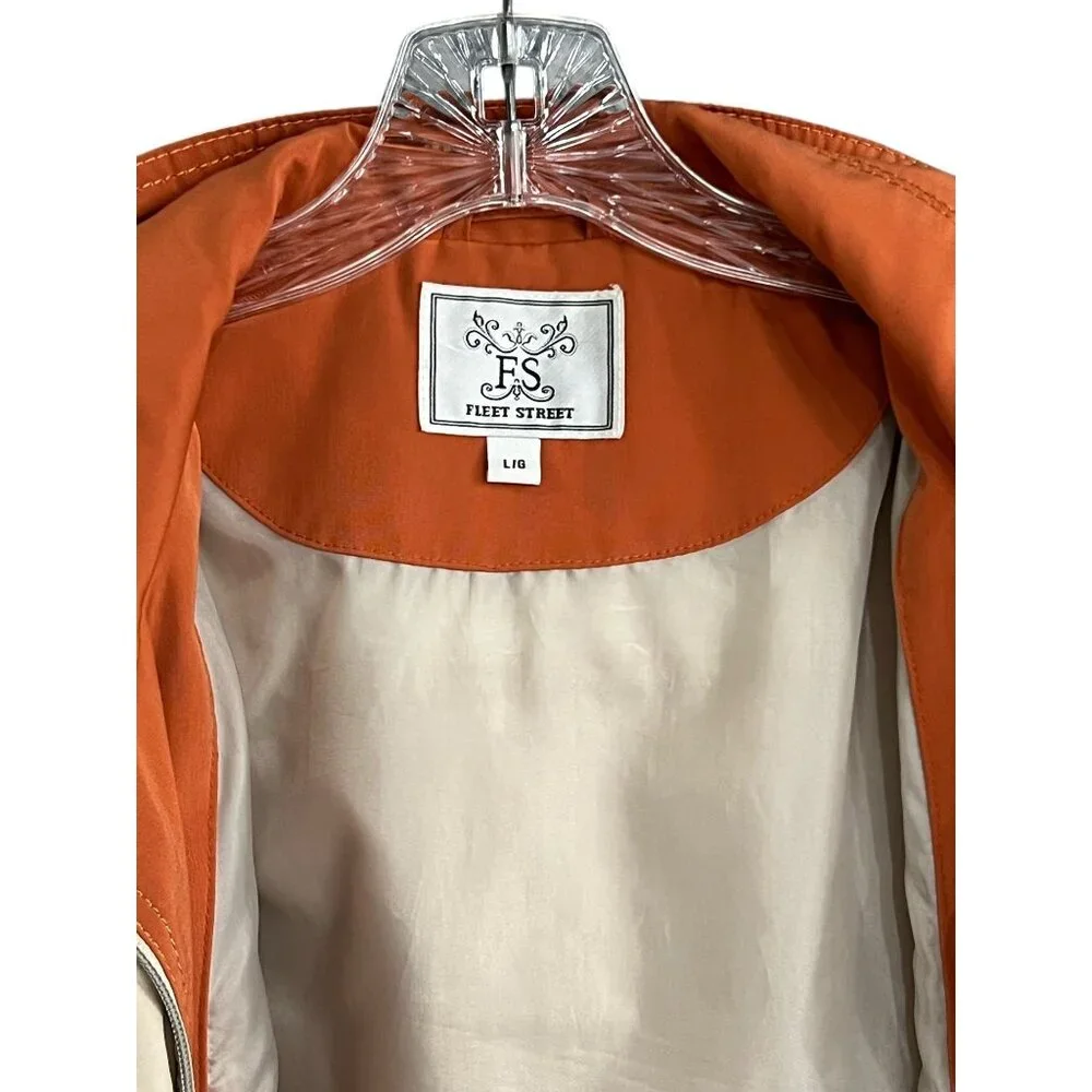 Fleet Street Women Large Jacket/Coat Tan Orange Detachable Hood Zip Snap - Picture 13 of 15